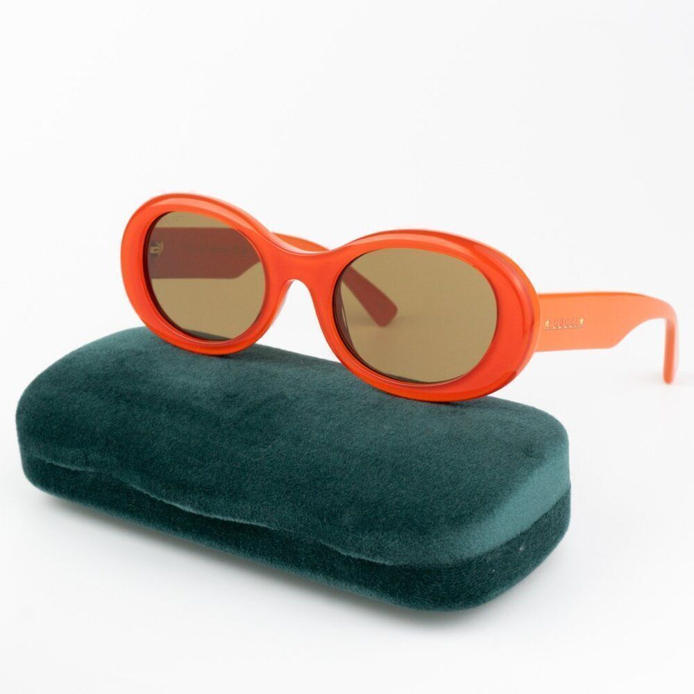 NEW Gucci GG1587S 003 Orange Brown Women Oval Sunglasses GG 1587S - Picture 2 of 10
